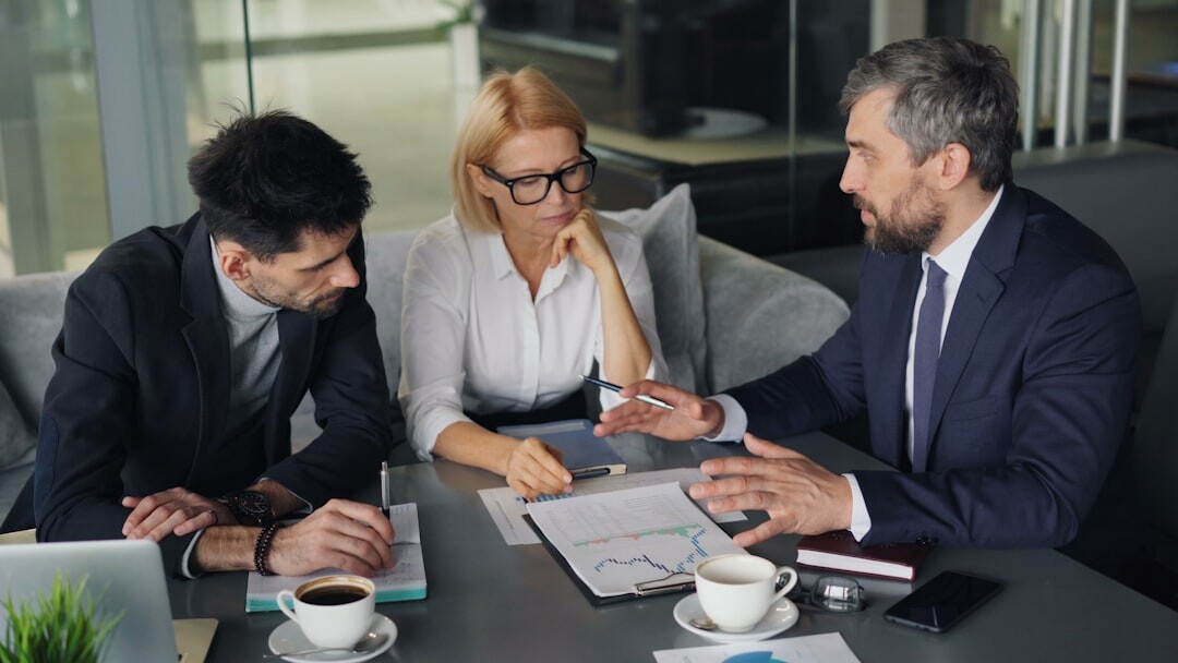 business executives talking