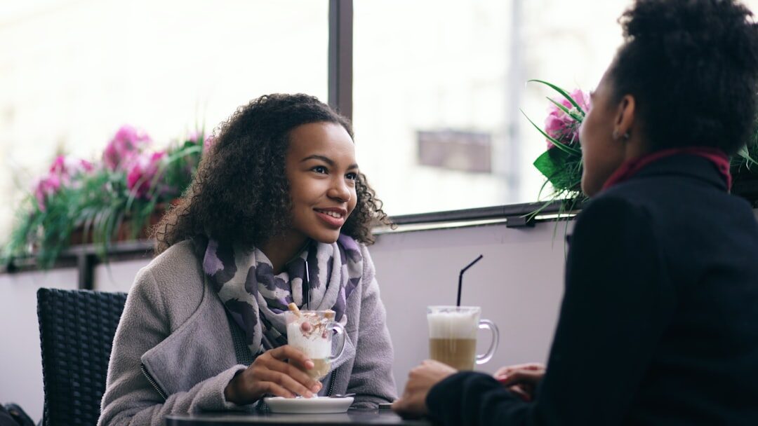 flirting couple in cafe