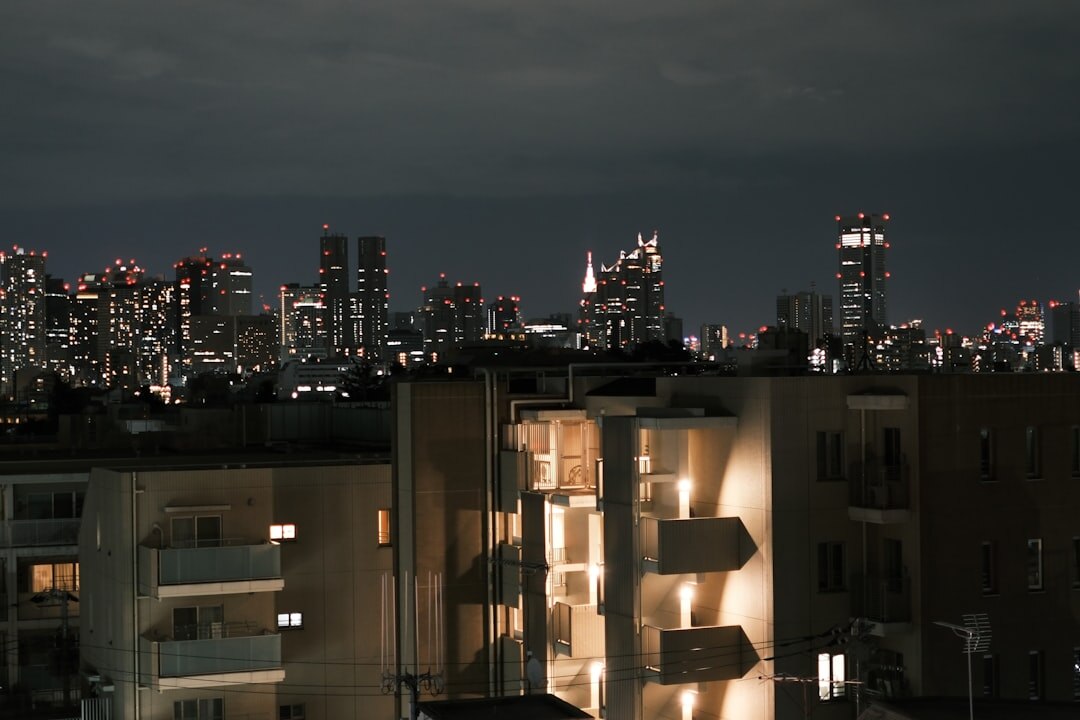 city skyline at night